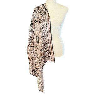 Adrienne Landau women's neutral colored mosaic pattern square silk scarf